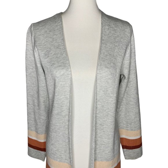 Apt 9 Tunic Open Front Coatigan Sweater Size Medium Gray with Stripes - Picture 3 of 7